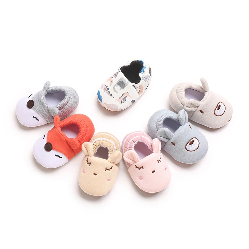 

Cute baby Slippers Toddler Baby Boy Girl Knit Crib Shoes Cute Cartoon Anti-slip Prewalker Baby Slippers