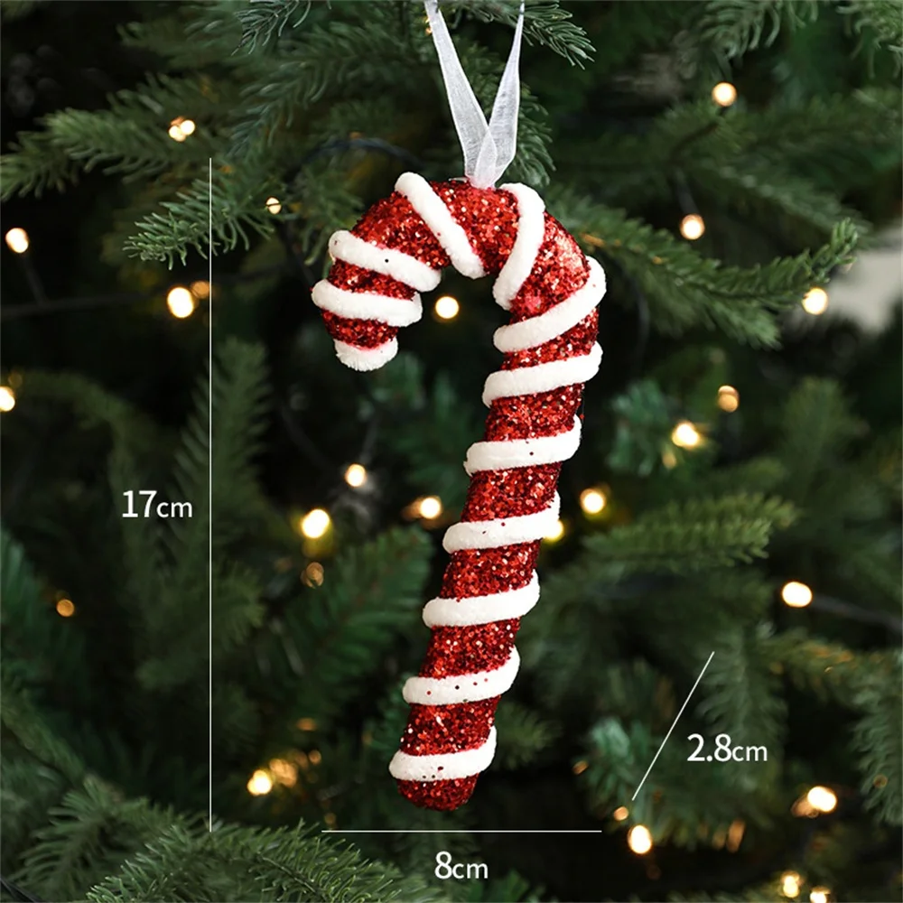 Christmas Red Candy Crutch Lollipop Xmas Tree Hanging Pendant Ornaments New Year Gift Christmas Home Decoration