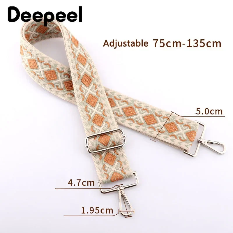 Deepeel 5cm Wide Women\'s Embroidered Bag Strap for Crossbody One-shoulder Adjustable All-match Replacement  Straps Accessory