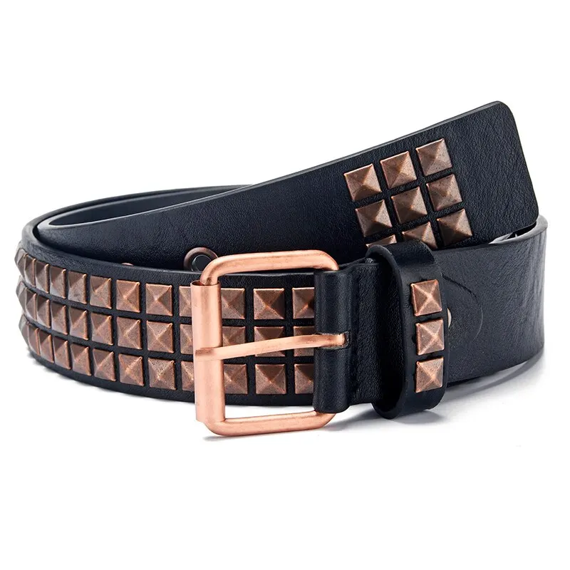 Mode Nieuwe Vierkante Kraal Klinknagel Riem Metalen Piramide Riem Mannen en Vrouwen Punk Hardware Jeans Riem Y2K Riem Designer Riem Damesriem