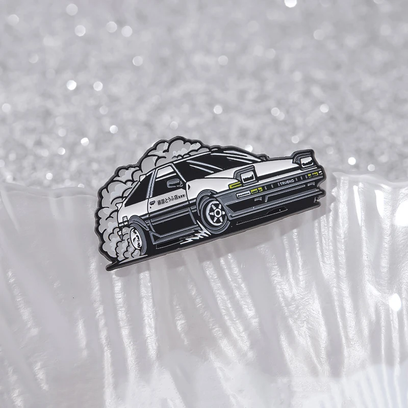 Trendy Cool Car Drift Brooch Enamel Pins Japanese Anime Inspired Funny Brooches Lapel Badge Bag Accessories Jewelry Gift for Boy