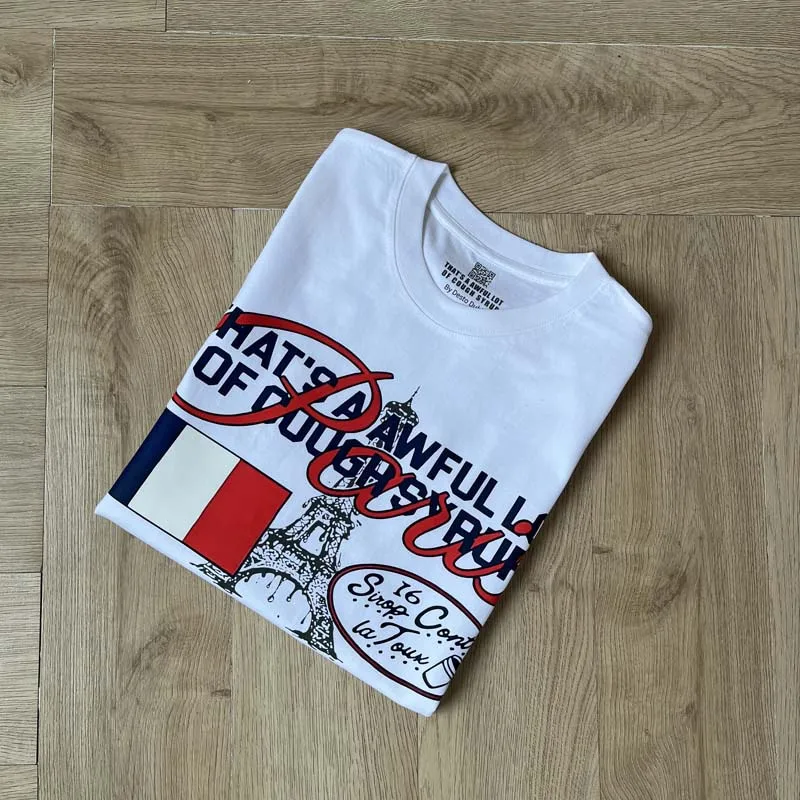 That’s A Awful Lot of Cough Syrup National Flag Iron Tower Print T-shirt Men Women High Quality Loose White Short Sleeve Tops