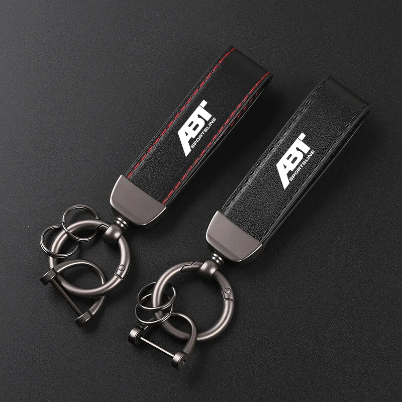 Deluxe Leather Keychain with Car Badge Keychain Pendant For ABT s5 sq7 a1 a3 s6 a5 q5 rs