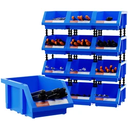 LEADLOONG 12pcs Plastic Stackable Storage Bins, Parts Storage Organizer, Garage Storage Bins, Small Parts Container, 180*120*80M