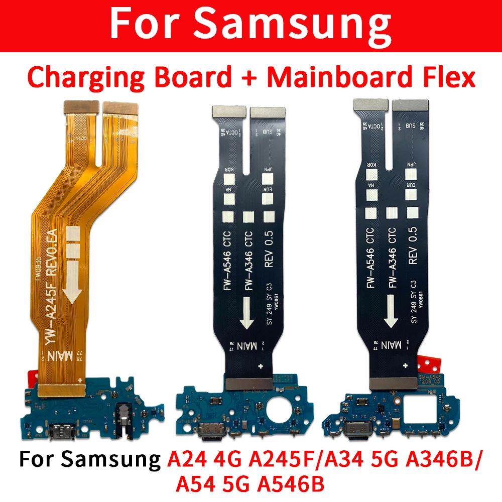 USB Fast Charging Charger Mainboard Flex Cable For Samsung A24 4G A245F A35 A346B A54 5G Dock Connector Motherboard