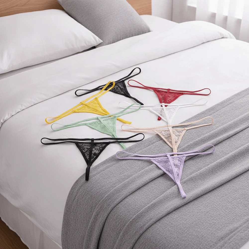 Flower Mesh Women Lace Transparent Thongs Floral Seamless Lace T-back Briefs Underwear Thin Belt Sheer T Panties Ladies