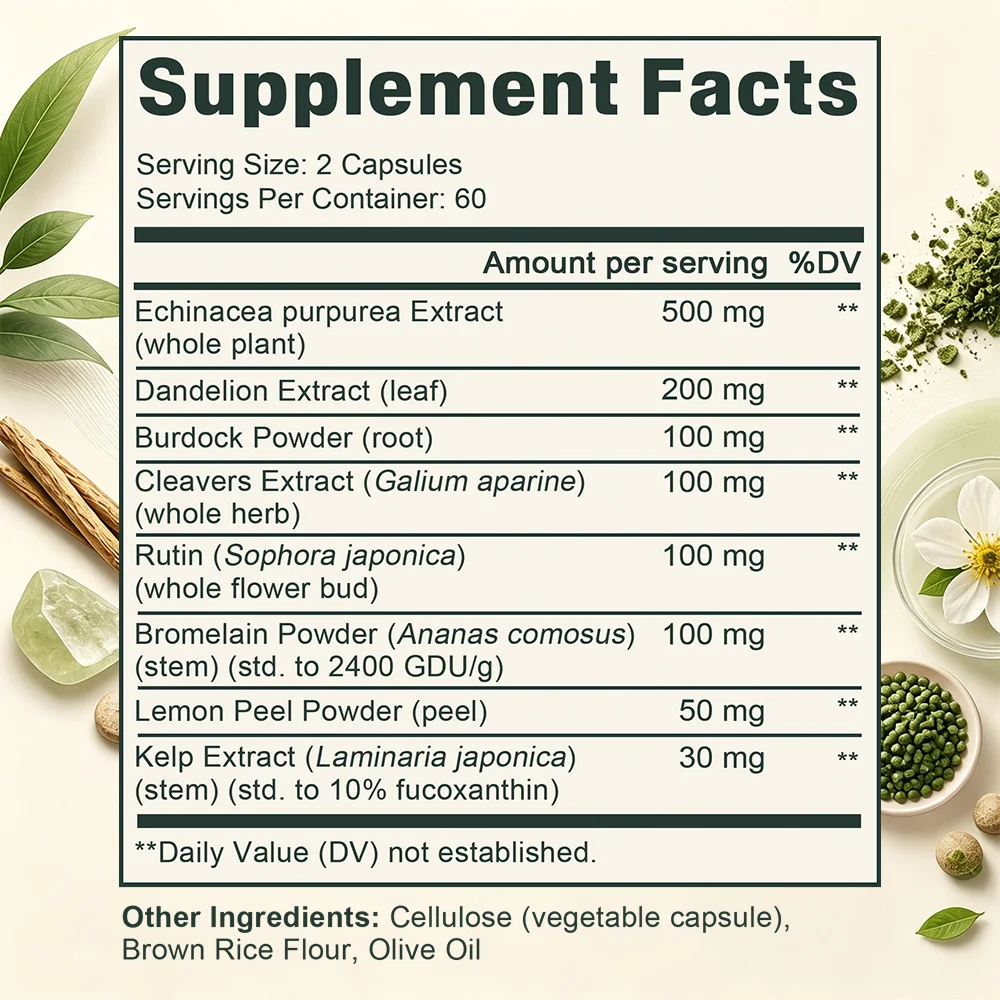 Lymphatic Drainage Capsules - for Body Shape Weight Management Puffiness Reduction keto Detox Cleansing & Thyroid Health Support