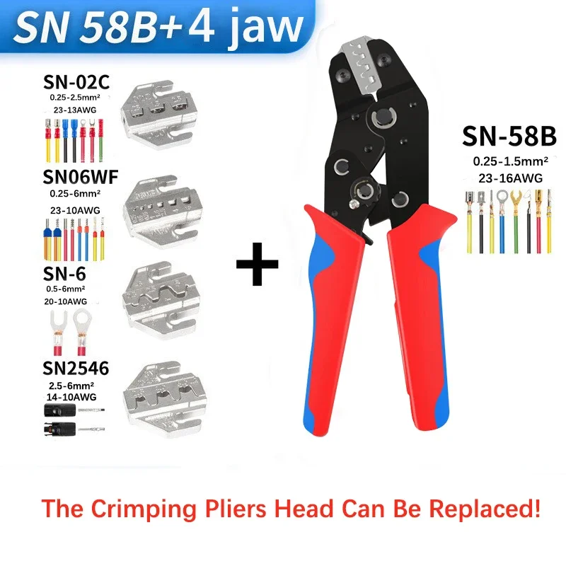 SN-58B Crimping Pliers Change Jaw Kit Tool 02C /-6/03H/06WF/2546/2549 Terminal Wire Electrical Pliers  Wiring tools