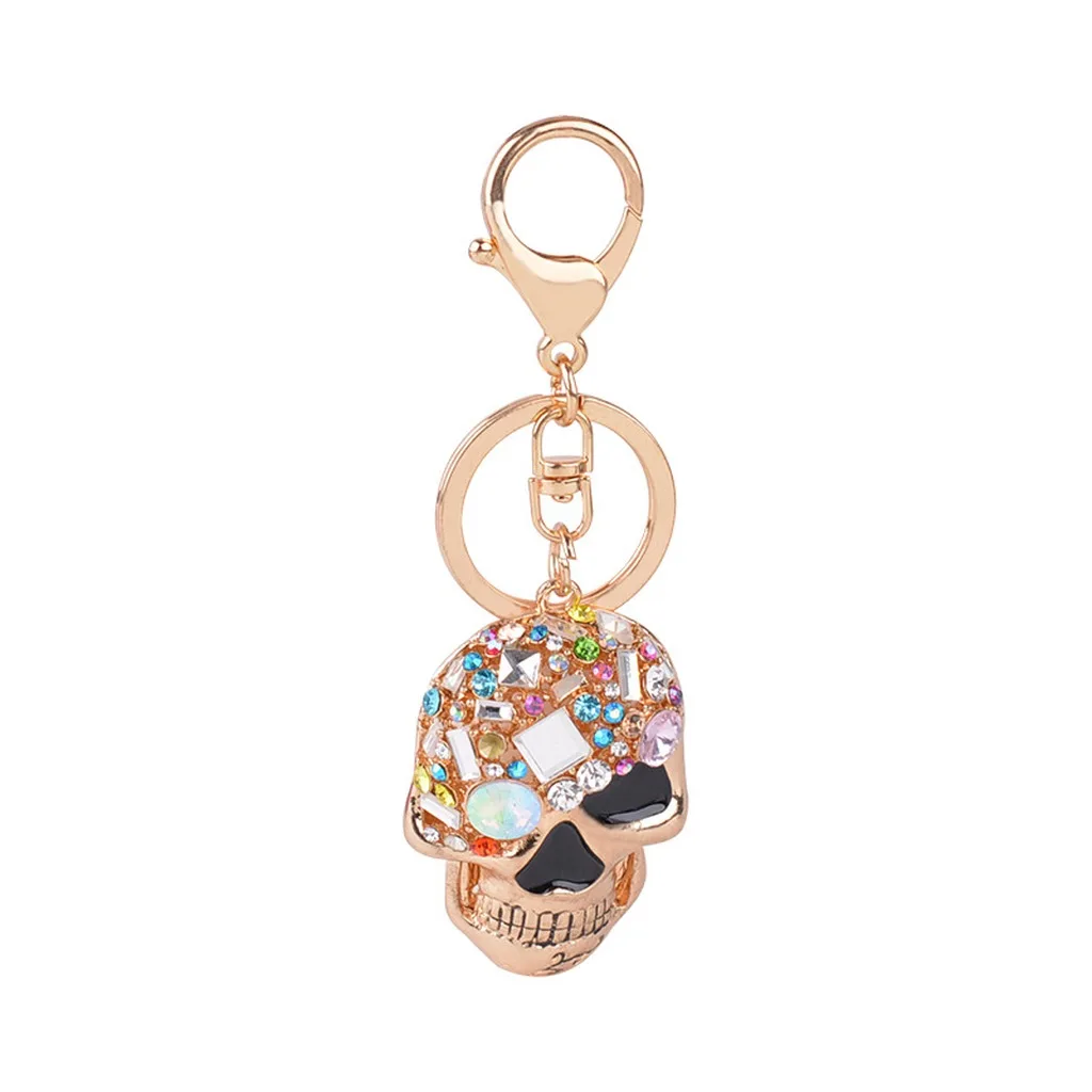 Skull Pendant Sparkling Key Chain Accessory Car Hanging Pendant American-Style Skull Key Chain For Daily Outfit Decoration Party