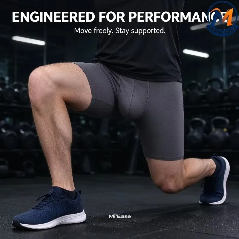 Men Big Pouch Boxer Briefs Bamboo Fiber Anti Bacterial Breathable Moisture Wicking Sports Underwear Fly Opening Mid Waist Soft