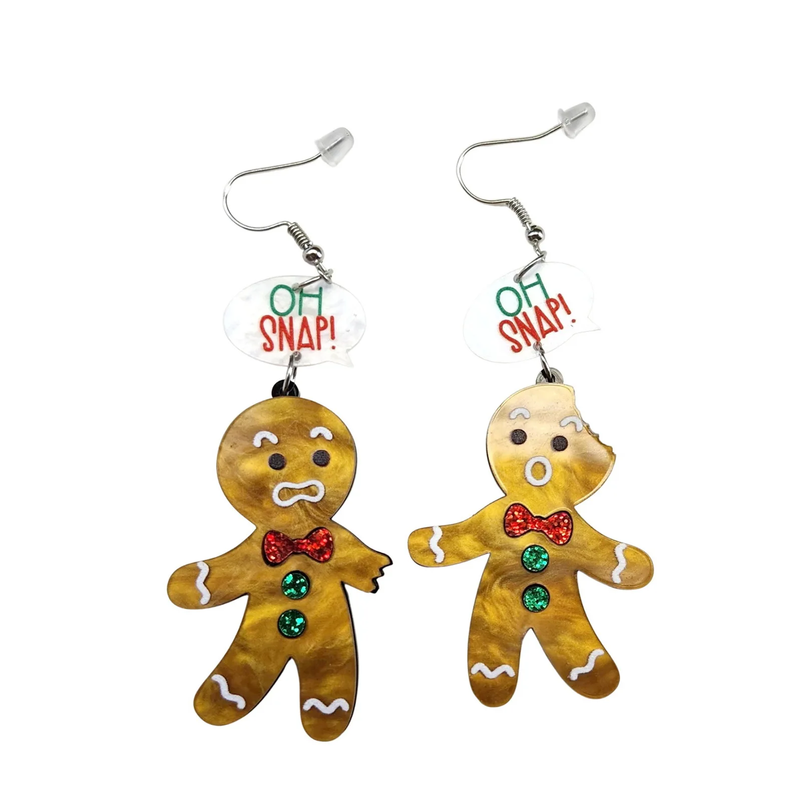 2 Pcs Fashion Christmas Little People Gingerbread Man Dangle Earrings Women Party Prom Celebrate Christmas Gift Jewelry