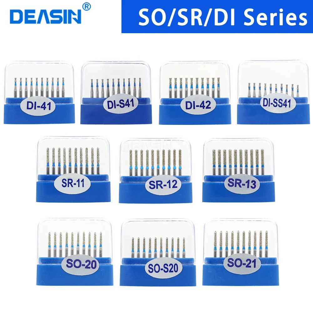 

DI/SO/SR Series 10pcs/box Dental Diamond Burs for High Speed Handpieces 1.6mm Extra Coarse Diamond Dentist Grinding Tools