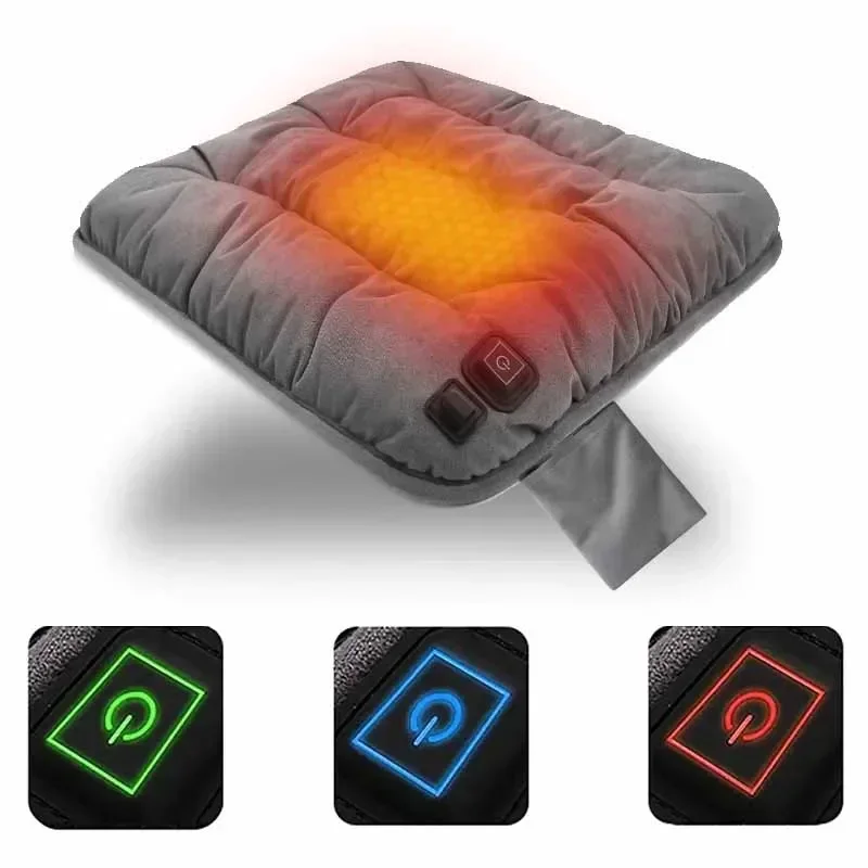 

12V Adjustable Temperature Graphene Seat Cushion Car Winter Plush Seat Cushion Universal Warm USB Electric Heating Seat Cushion