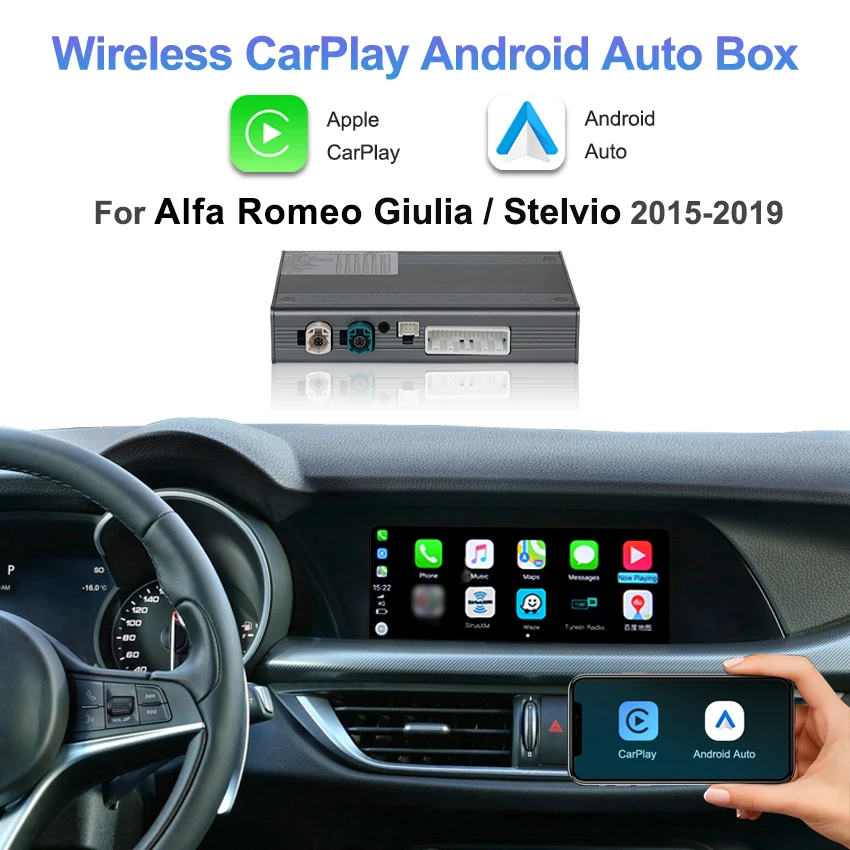 Carplay Android Auto اللاسلكي لسيارة ألفا روميو جوليا ستيلفيو 2015-2019 مع نظام تحديد المواقع والملاحة راديو السيارة مشغل وسائط متعددة قائمة OEM