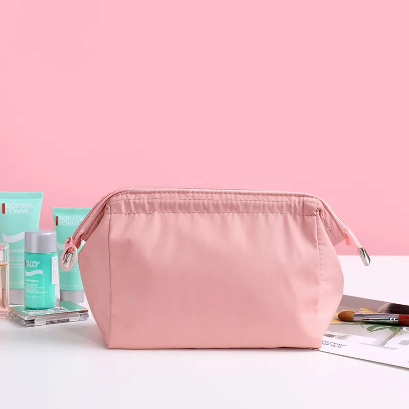 Bolsa de cosméticos feminina com zíper cor sólida bolsa de maquiagem feminina viagem de higiene pessoal beleza maquiagem sacos organizador bolsas de maquillaje