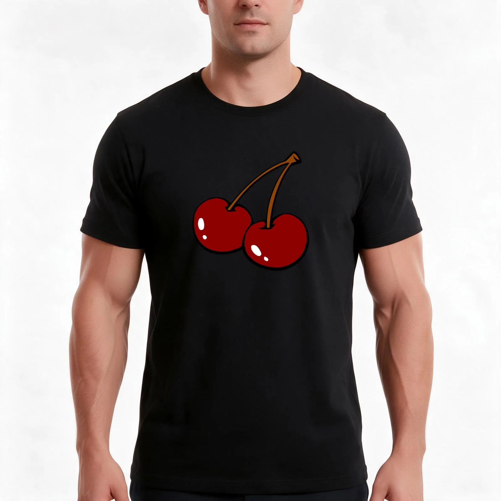 Very Cherry T-Shirt, Summer Casual Cotton Tee, Oversized Streetwear Tops, Vintage Graphic Print, Loose Fit Short Sleeve