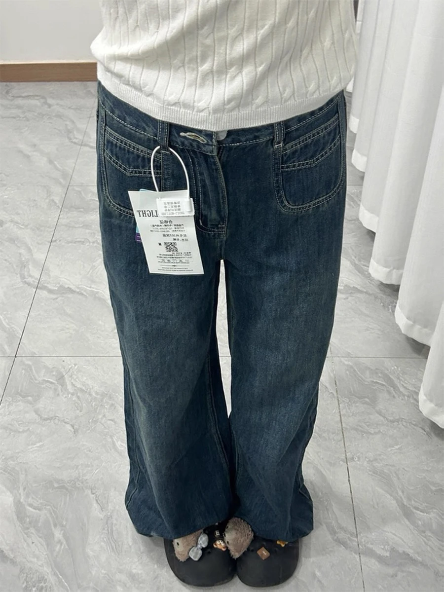 

Широкие джинсы с высокой талией, женские весенне-летние свободные джинсовые брюки прямого кроя, большие размеры, утягивающие брюки грушевого типа