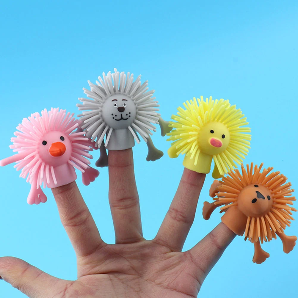 8 PCS Finger Children's Toys Hairy Flashing Air-Filled Animal Sensory Plastic Kids Puffer Balls