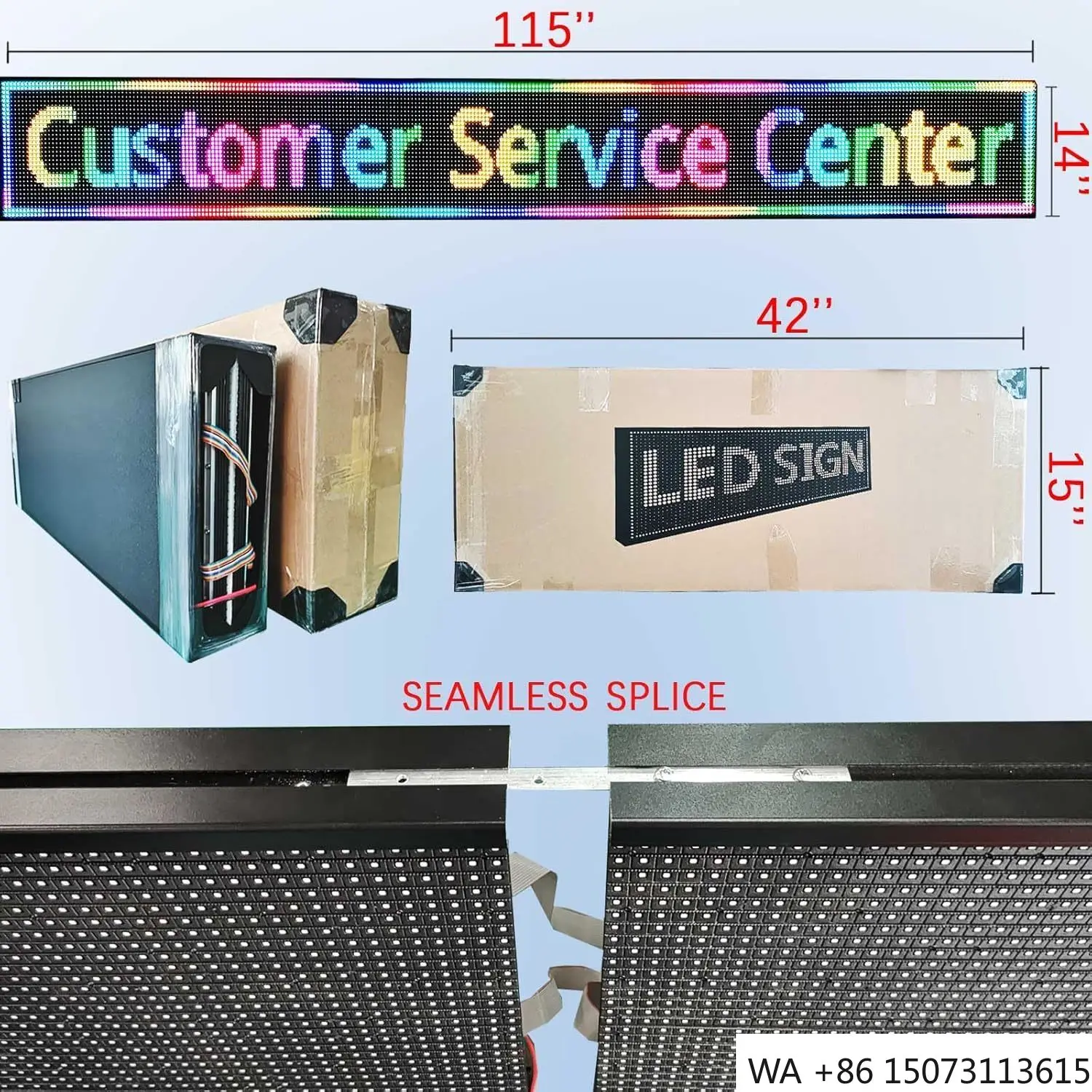 Outdoor P3 LED Advertising Screen - 40*18 Inch Programmable Full-Color Scrolling Text Billboard