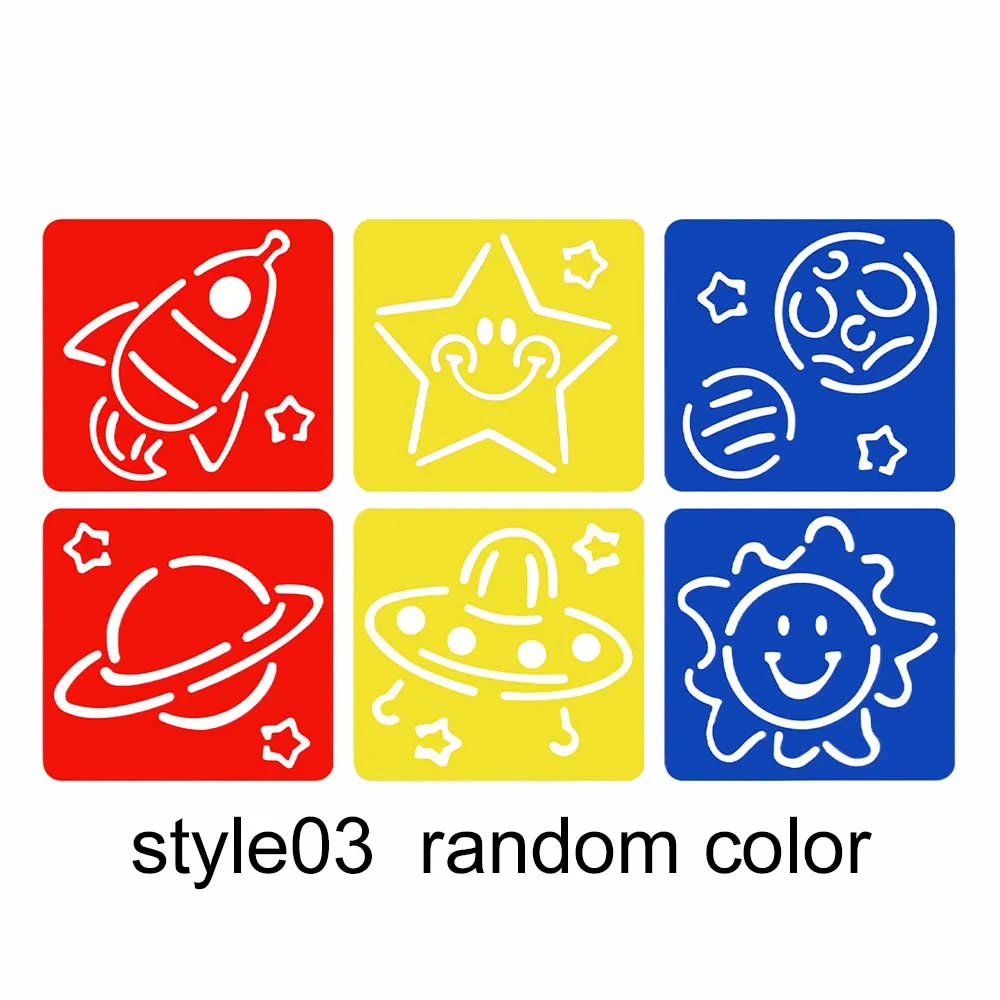 6pcs Cartoon Pattern Drawing Stencils for DIY Crafts