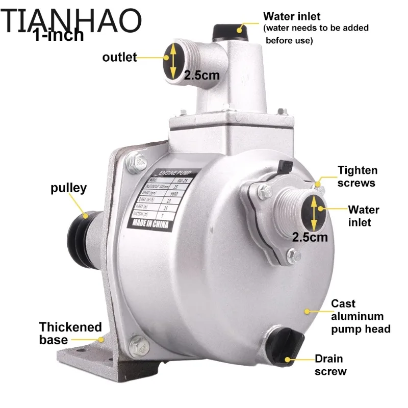 Factory Outlet SU-25 1 Inch Self Suction  Engine Pulley Pump for Agricultural Irrigation