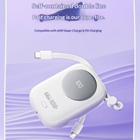 66W Super Fast Charging Power Bank with 10000mAh Capacity Built-in Cable Compact and Portable Mobile Power Supply