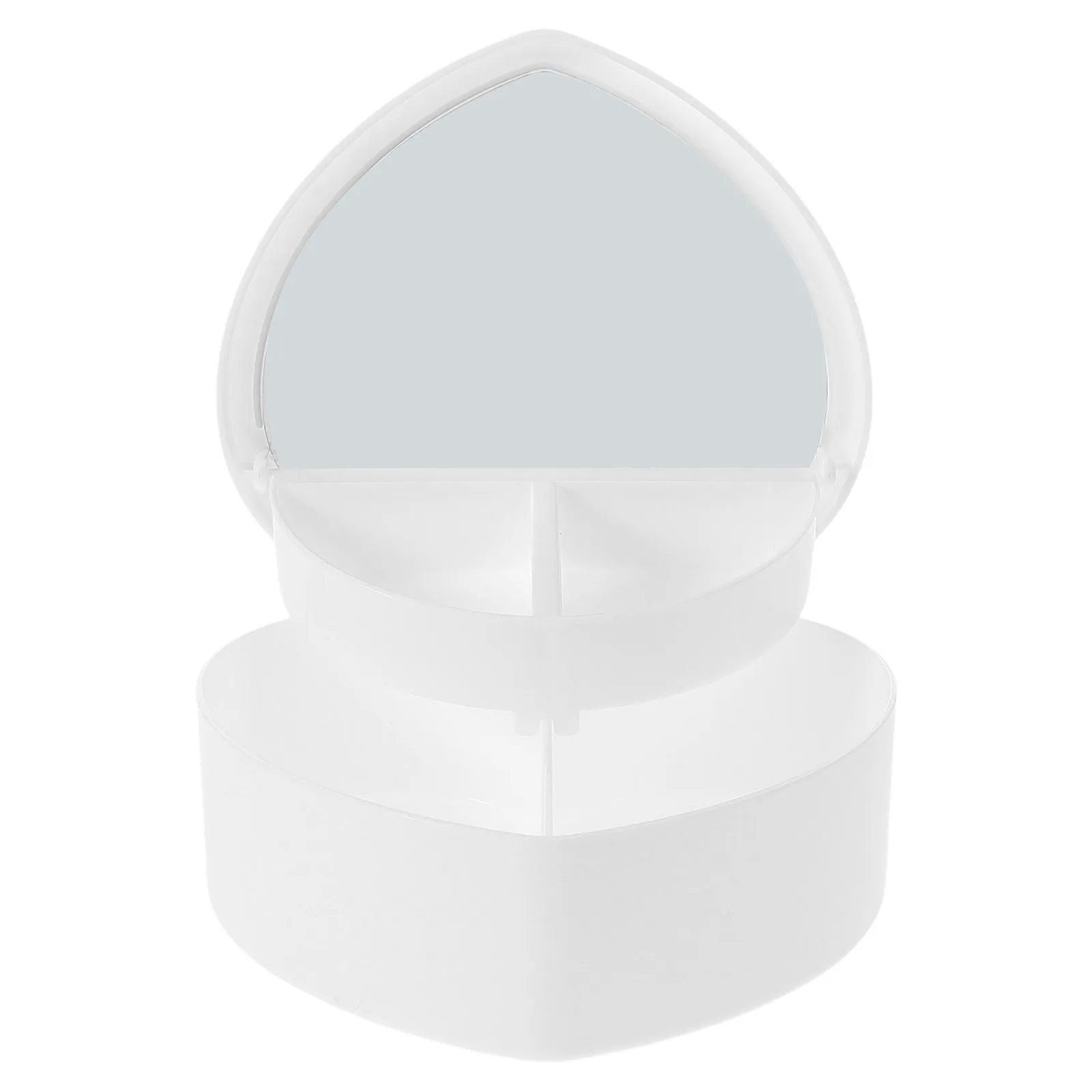 

Cute Heart Jewelry Box for Little Girls White Multi Compartment Storage with Makeup Mirror Portable Jewelry Organizer for Travel