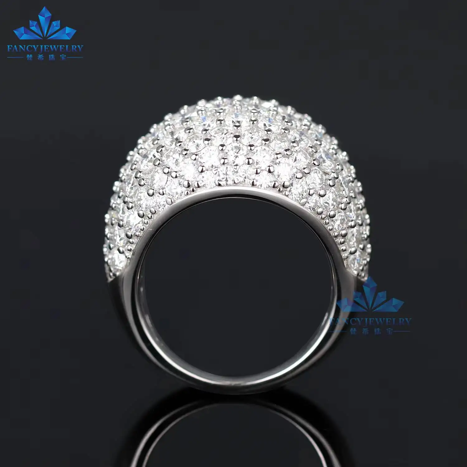2026 NEW 925S Men's Cuban Ring Full Diamond Moissanite Iced Melee Half Circle Hip Wedding Ring with GRA Certificate
