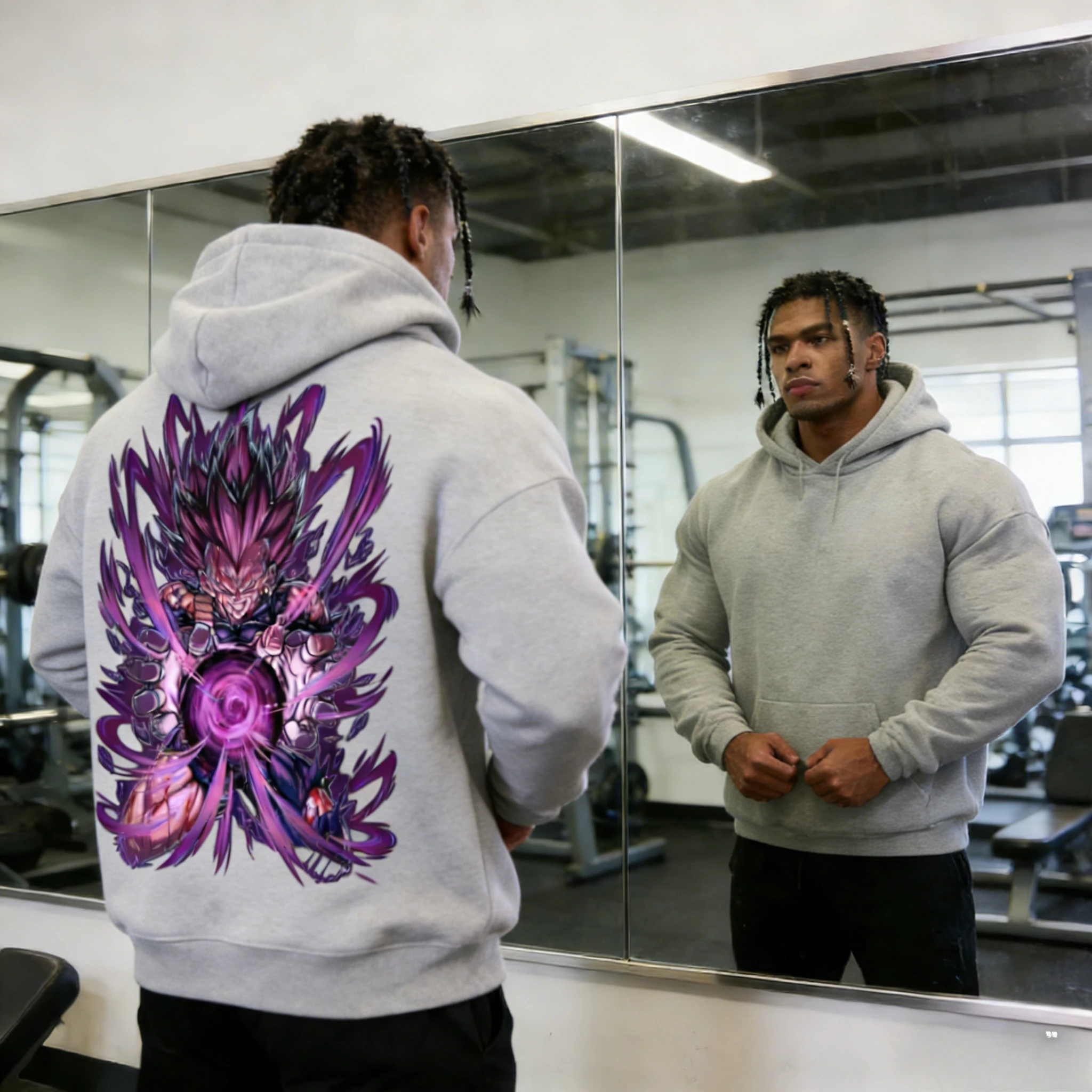 2026 Herbst/Winter Dragon Ball 100% Baumwolle Hoodie Übergroßer Ultra Ego Vegeta Lila Aura Print Gym Big Guy Retro für Herren Damen