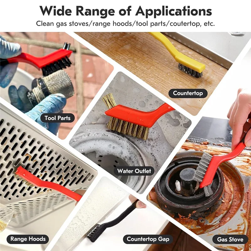 SEWS-Wire Brush Set 6Pcs, Stainless Steel/Brass/Nylon/Bristle Brushes For Cleaning Rust, Scrub Removal Paint And Grout