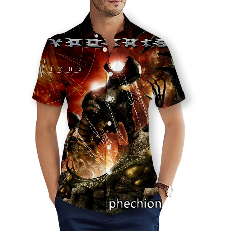 phechion Mens Short Sleeve Beach Shirts Hypocrisy 3D Print Casual Shirts Fashion Streetwear Men Tops X217