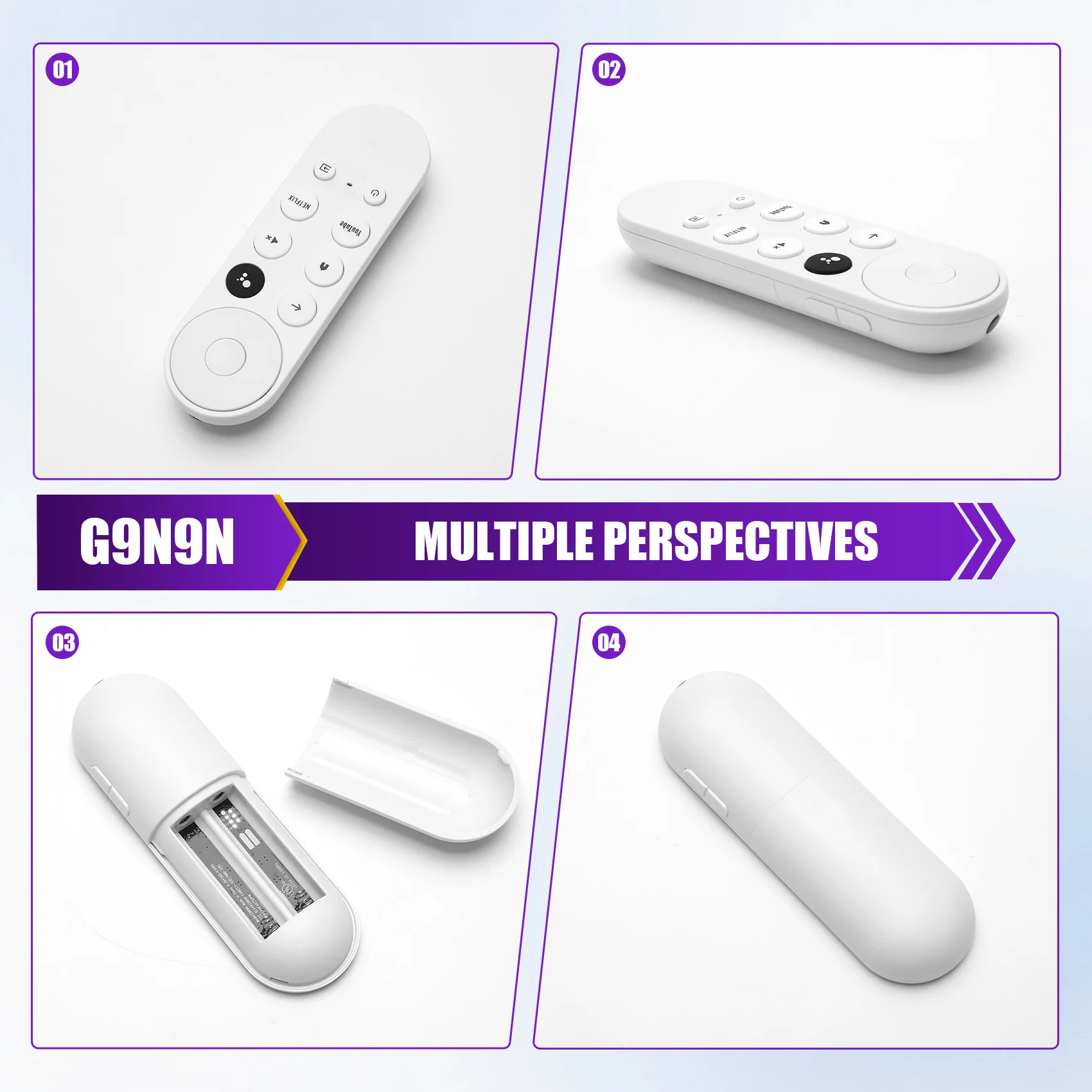 A33T G9N9N Voice Bluetooth IR Remote Control for Google TV Chromecast 2020 W3JD Replacement White