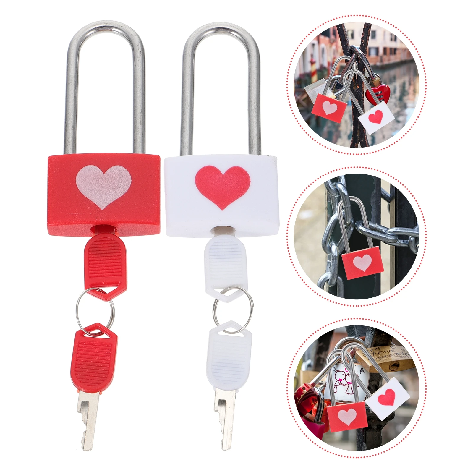 

2 Pcs Long H Love Padlock ABS Copper Drawer Suitcase Luggage Lock Security Red Diary Cabinet Multi Functional Hardware