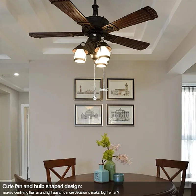 A72P 2Set Ceiling Fan Pull Chain Set For Ceiling Fan And Lighting Ultra Long Beaded Ball Pull Chains For Lamp Fan Accessories