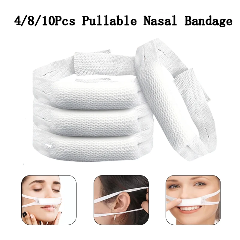 4/8/10Pcs Nasal Bandage Stretchable Nose Surgery Elastic Bandage with Mesh Lugs Elastic Nose Bandage