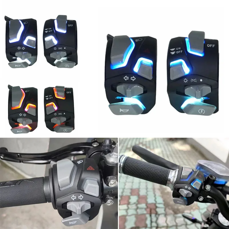 

7/8'' 22mm Universal LED Motorcycle Handlebar Switch Accessories Headlight Warning Flash Light For Offroad Dirt Bike ATV Scooter