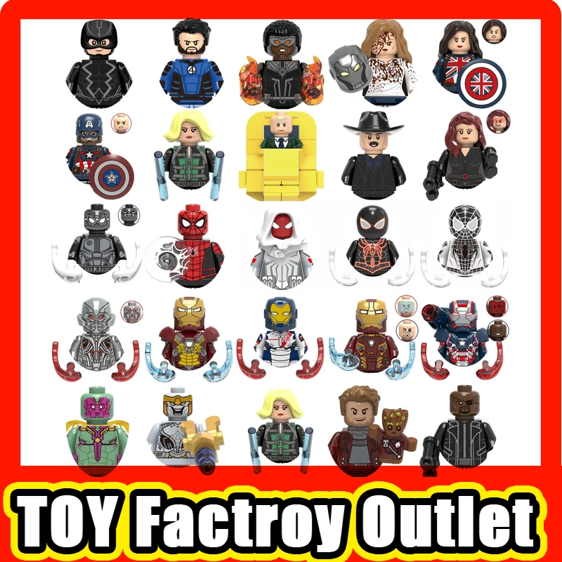 

Hot toy Marvel Iron Man Spider-Man Building Blocks Mini Brick Toy Adult doll Children's birthday Building Blocks gift