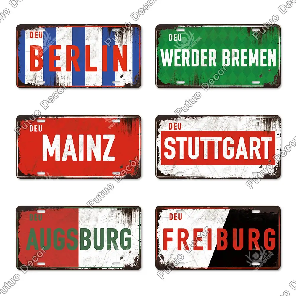 Putuo Decor Germany City Metal Sign Tin Sign Licenses Plate Decor Plaque Metal Vintage Bar Pub Man Cave Club Wall Decoration