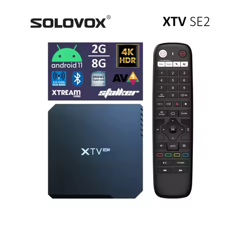 SOLOVOX XTV SE2 Stalker IP Android 11 Streaming TV Box Support Xtreamcodes LiveTV AV1 4K HDR Bluetooth Dual WIFI SPDIF TF Slot