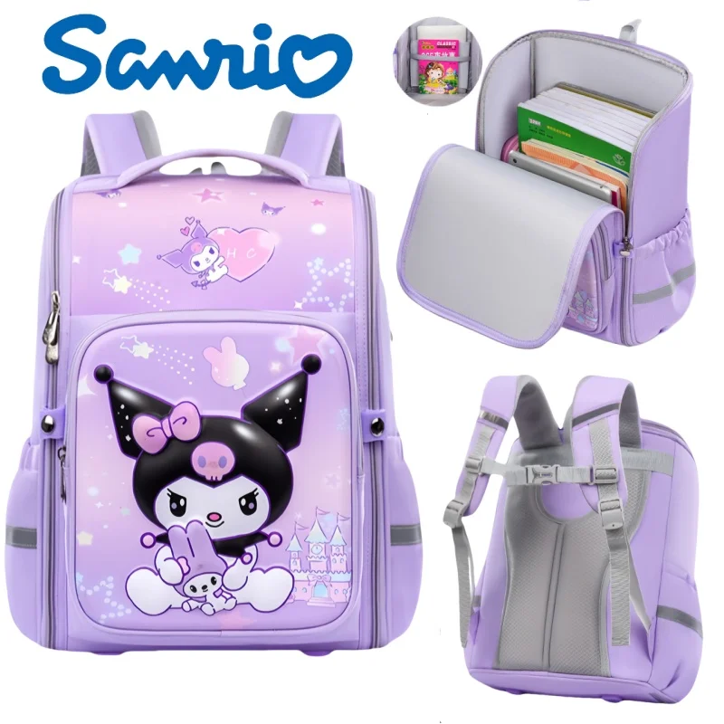 

New Cartoon Cinnamoroll Kuromi Elementary School Bag Large Capacity Lightweight Spine Protection Water-resistant Space Bag