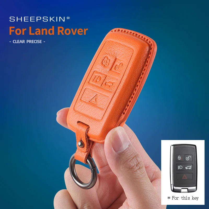 Goat skin Car Remote Key Case Cover Shell For Land Rover Range Rover Evoque Discovery Sport Velar Keychain accessories