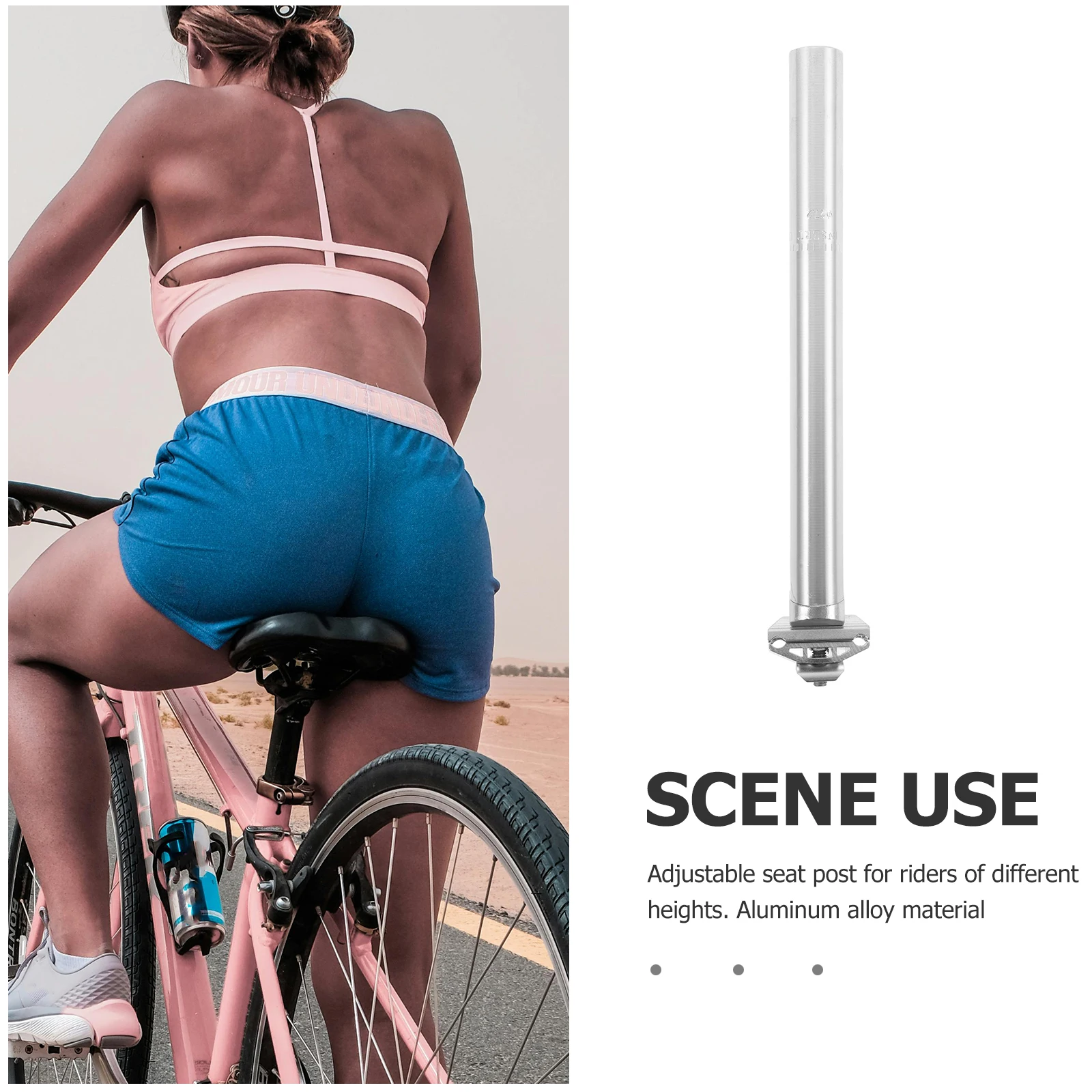 

Bike Seatpost 27.2x300mm Silver Adjustable Post for Mountain Road Bikes Dropper Lever Accessories Enhancement Tube