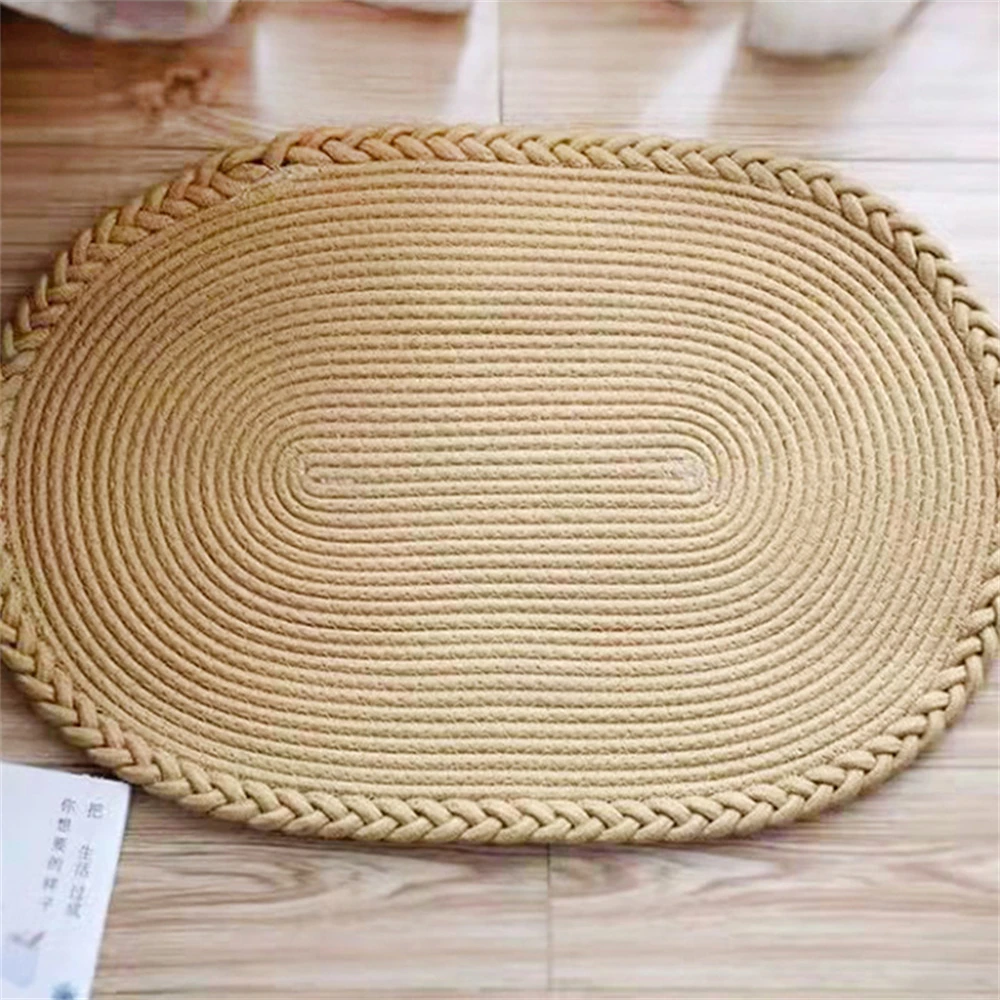 Hand-Woven Jute Floor Mats, Simple Cotton Linen Rug, Eco-friendly Doormat, Non-Slip Rugs, Cushion Entrance Carpet for Bedroom