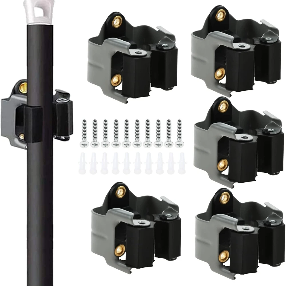 5 Stück Mopp-Besenhalter, robuste Werkzeuge, Aufbewahrungsorganisator, Wandmontage, ordentliche Halterung mit Schrauben für Gartenschuppen, Küche, Badezimmer
