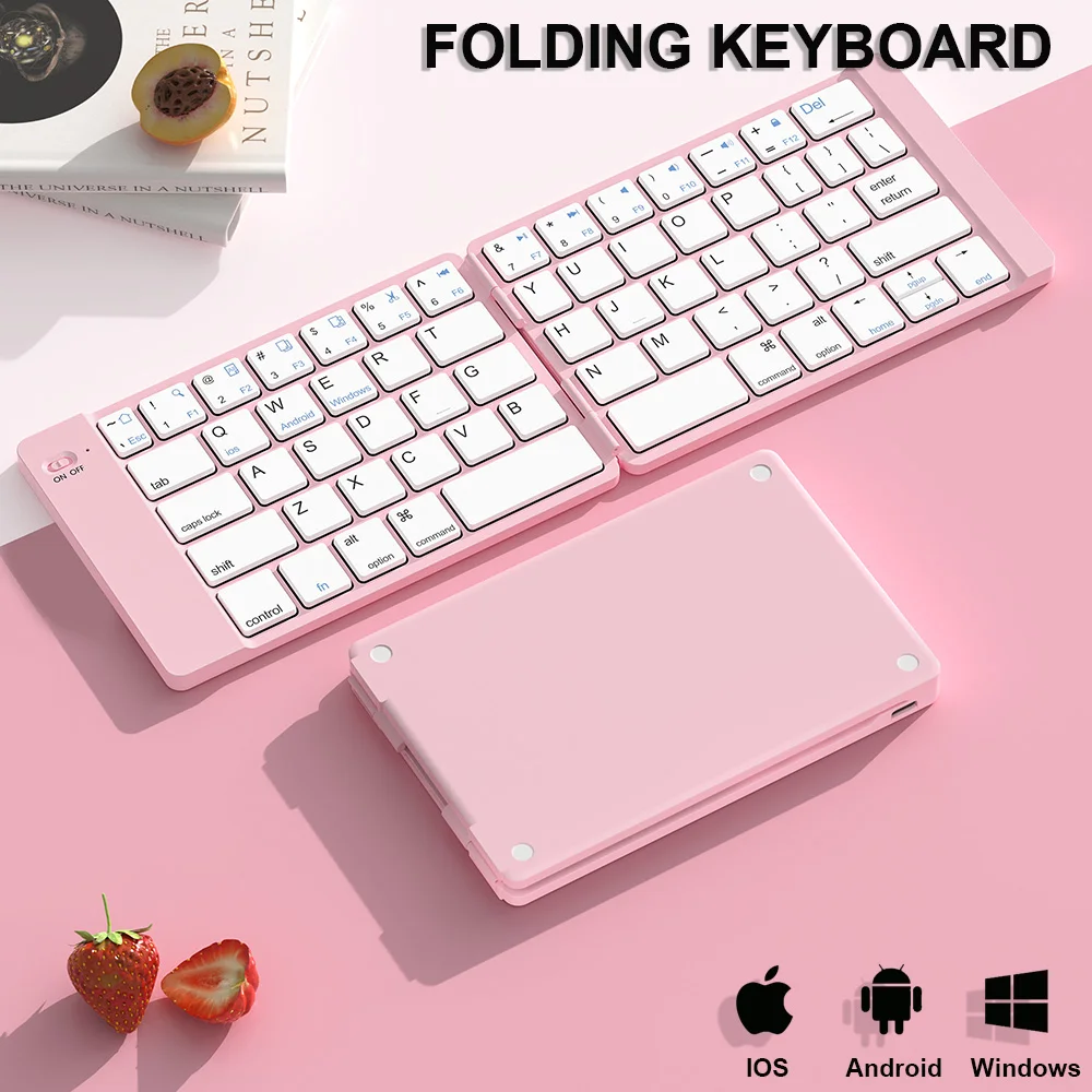 Mini Foldable Keyboard Rechargable Portable Travel Bluetooth Wireless Folding Keyboard for iOS Android Windows PC Tablet