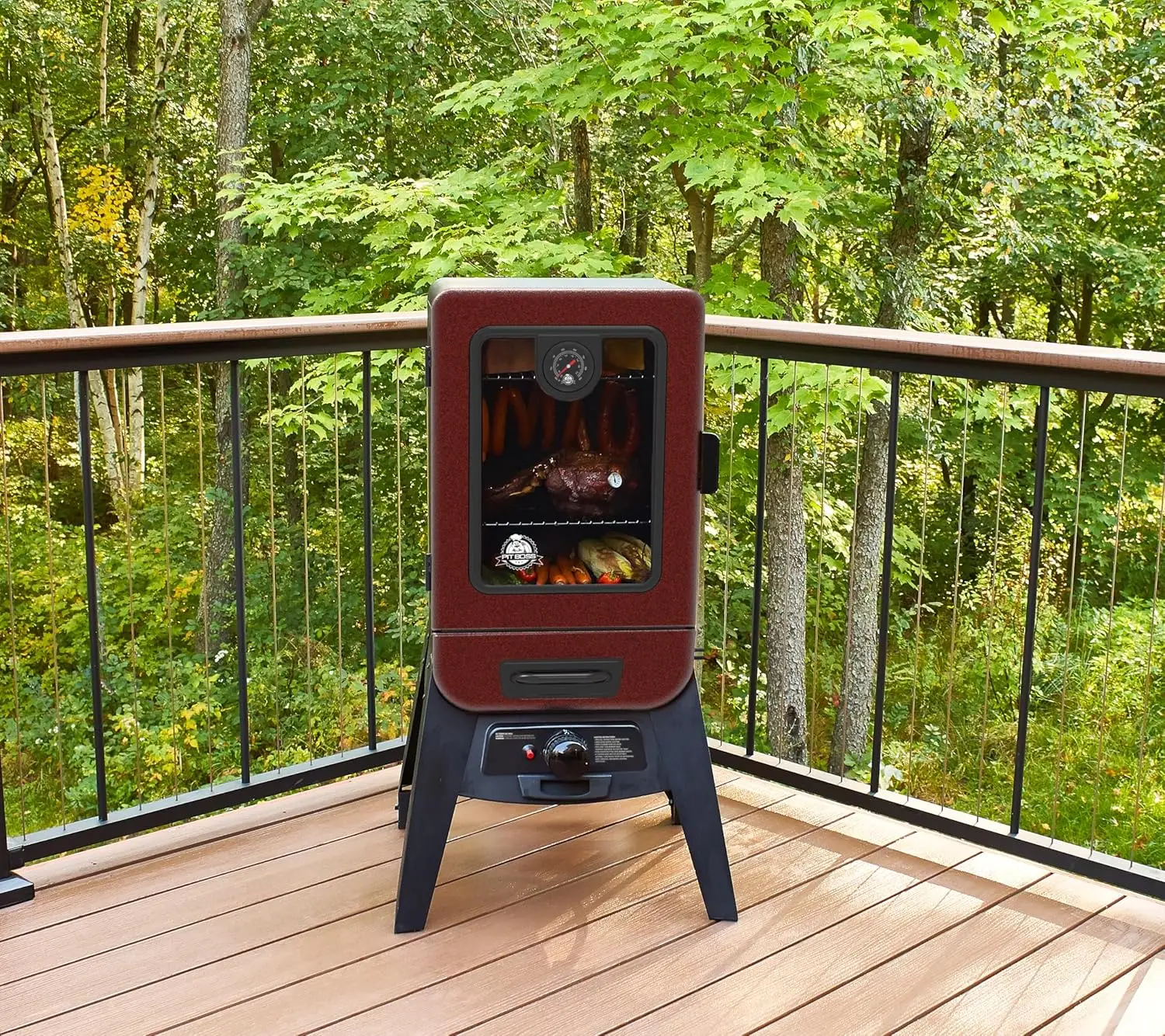 Pit Boss 2-Series Gas Vertical Smoker, Red Hammertone