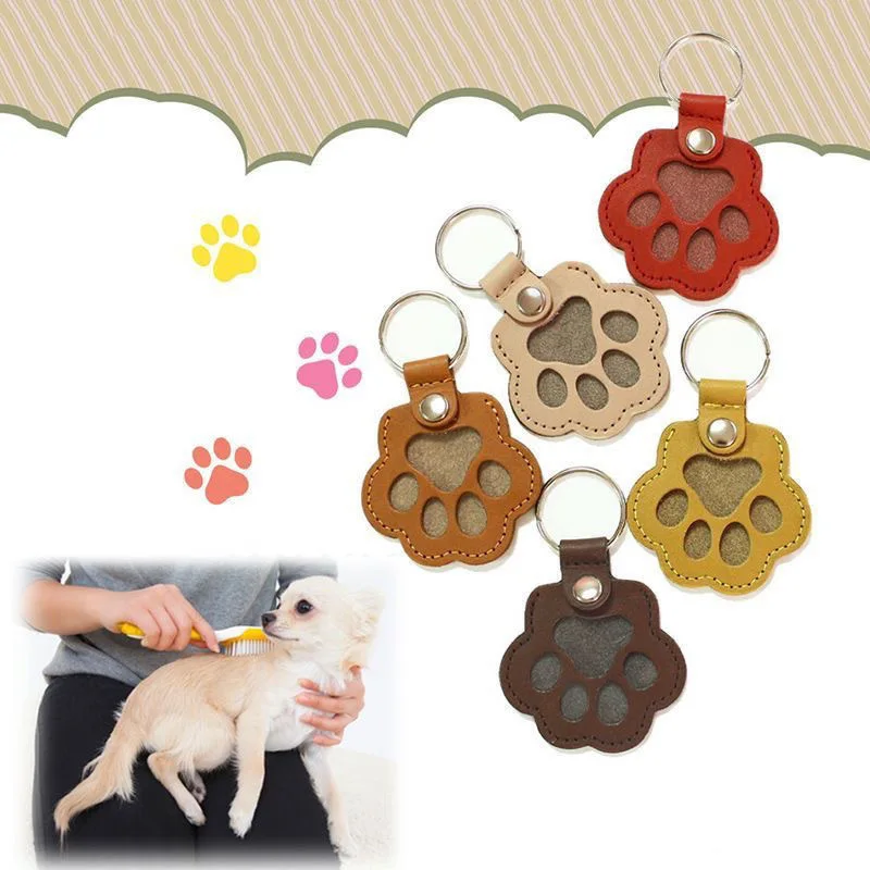 Pet Hair Keepsake Keychain Leather Memorial Locket for Storing Dog Cat Fur, Cute Pet Loss Gift, Remembrance Key Ring Bag Charm image 2