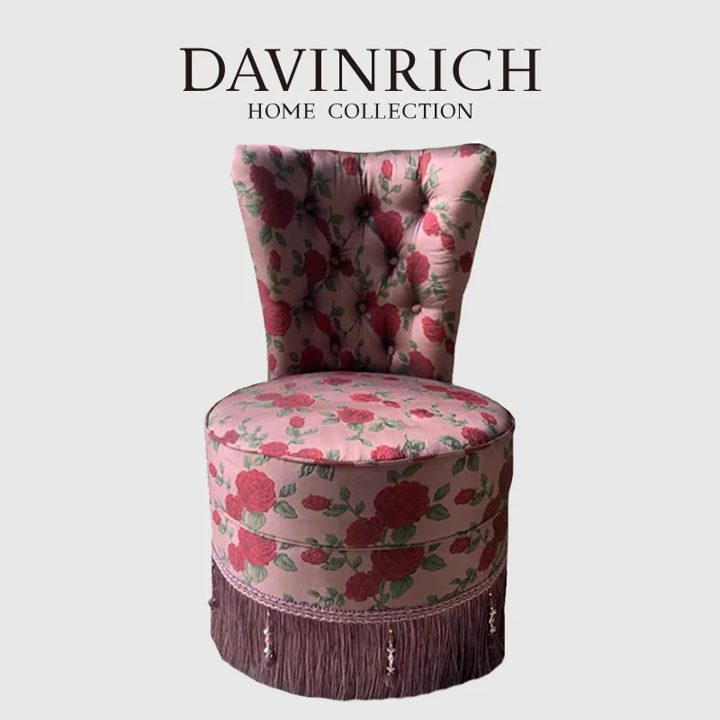 DAVINRICH Vintage róże żakardowe bez ramienia wypoczynek pojedyncza Sofa Handmade luksusowe Loveseat makijaż ławka krzesło francuski Retro wystrój