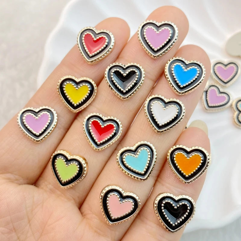 50Pcs New Cute Resin Mini Colorful Heart Series Flat Back Manicure Parts Embellishments For Hair Bows Accessories