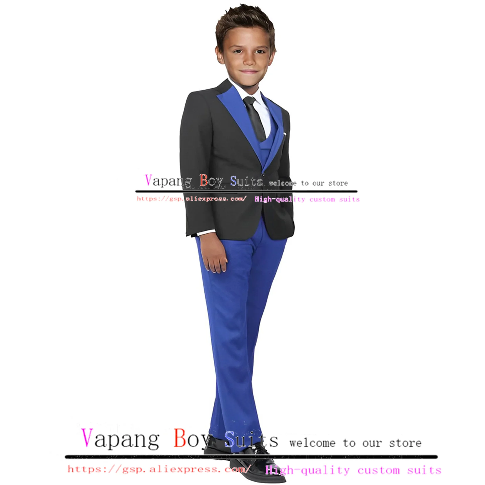 

Boys Suits Pants Vest Bow Tie Jacket 4 Piece Wedding Tuxedo Fashion Kids Formal Clothes costume enfant garçon mariage